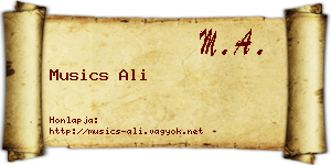 Musics Ali névjegykártya